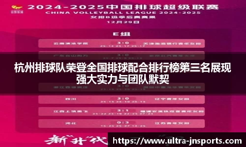 杭州排球队荣登全国排球配合排行榜第三名展现强大实力与团队默契